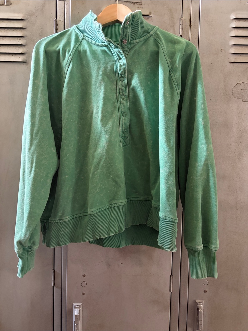 American Eagle Outfitters Green Half-Snap Pullover Turtleneck Sweater